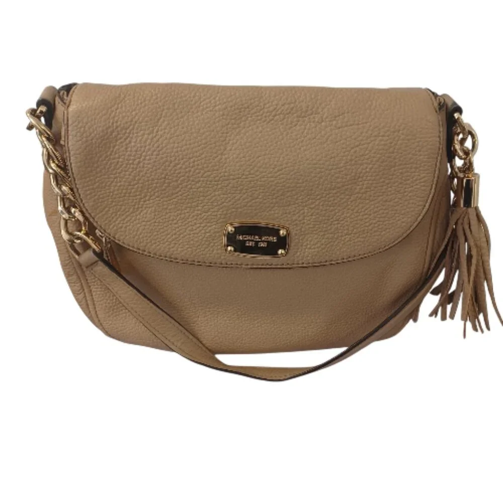 Michael Kors Bedford Cream Beige Pebbled Leather Crossbody Bag - Picture 3 of 13